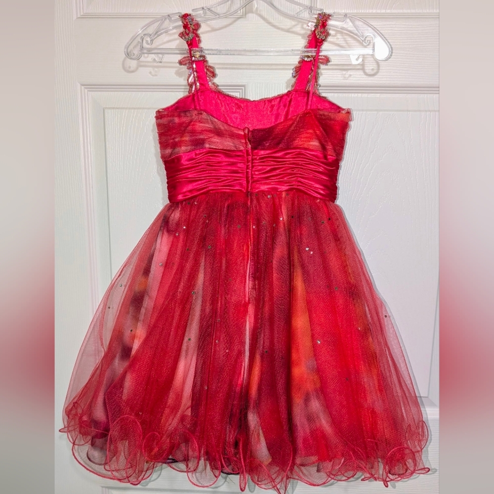 💖HP💖 Perfect Angel Elegant Girls Red Cocktail Dress -Sz 8 - Picture 3 of 4